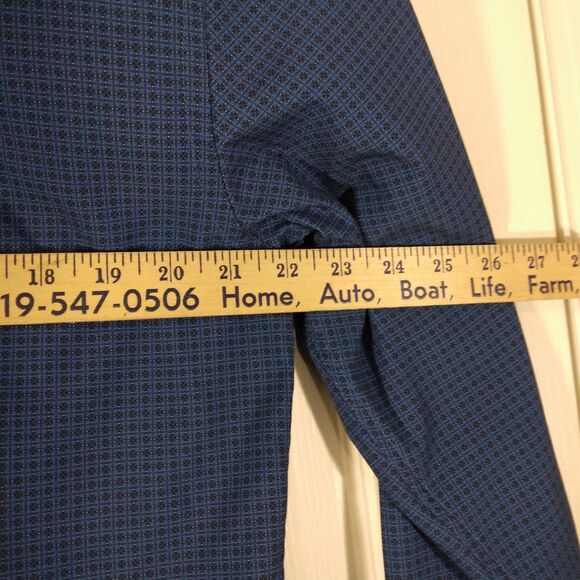 Lucky Brand shirt mens L Large blue geometric all over 4 way stretch performance - Picture 4 of 8